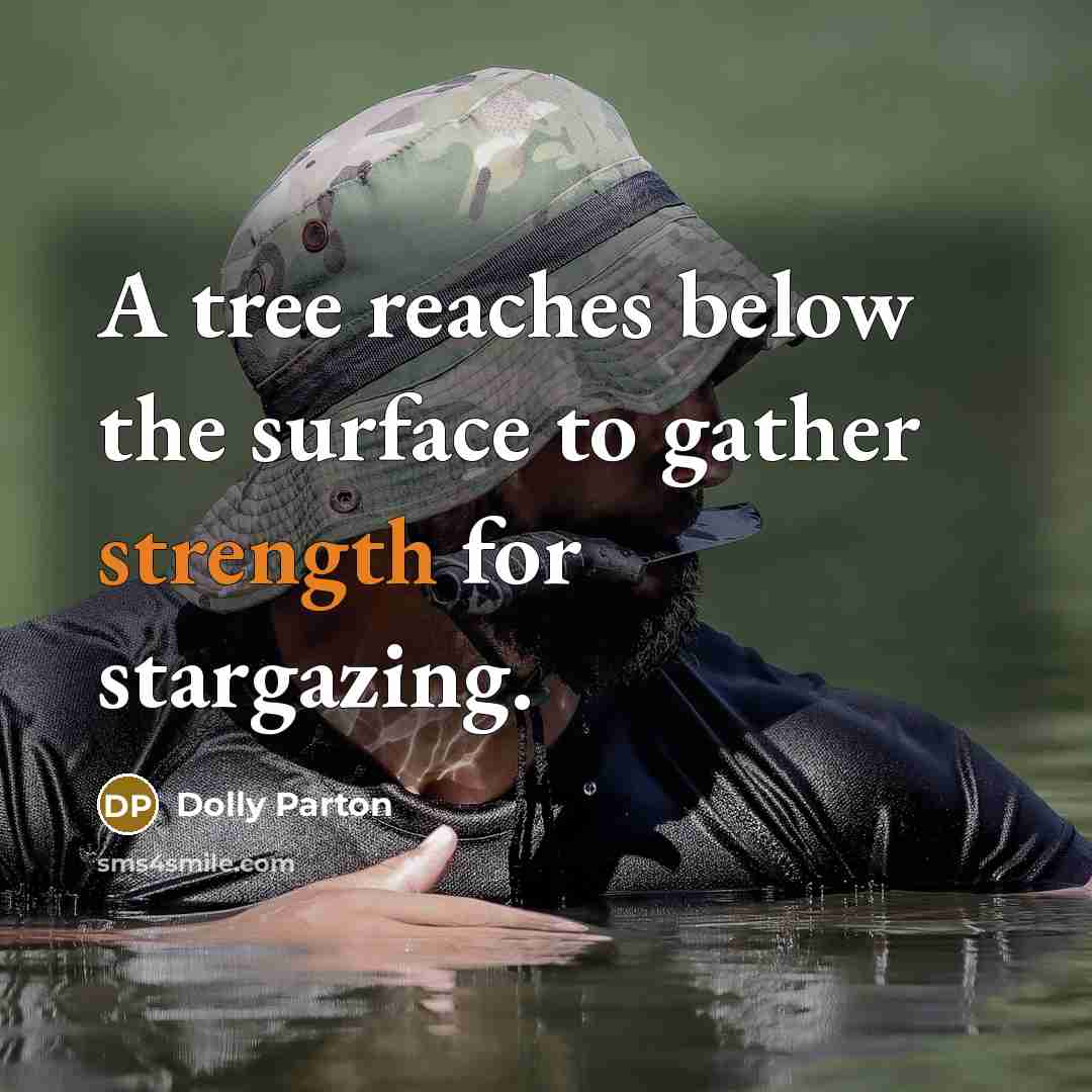 “A tree reaches below the surface to gather strength for stargazing.” quote by Dolly Parton
