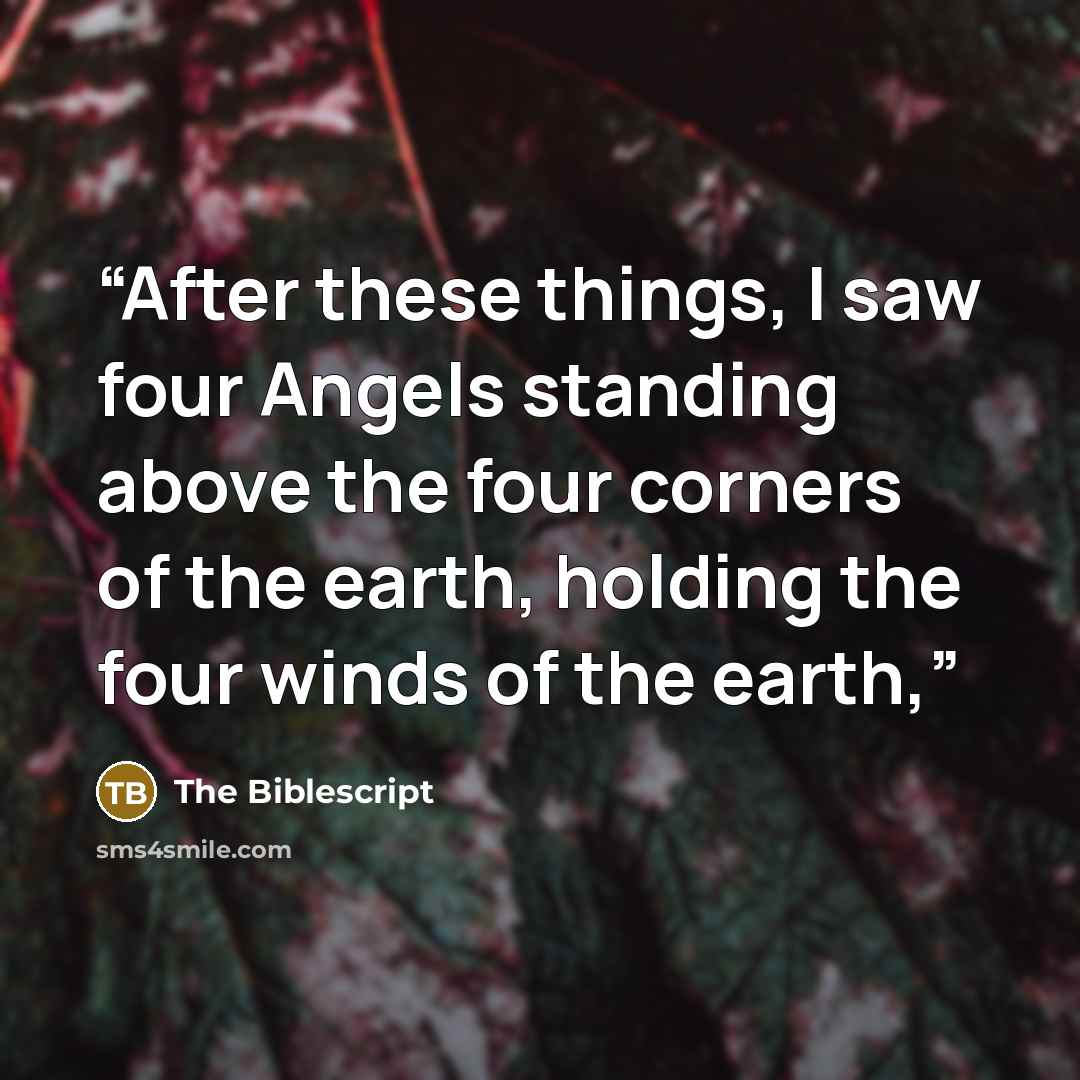 “After these things, I saw four Angels standing above the four corners of the earth, holding the four winds of the earth,” quote by The Biblescript