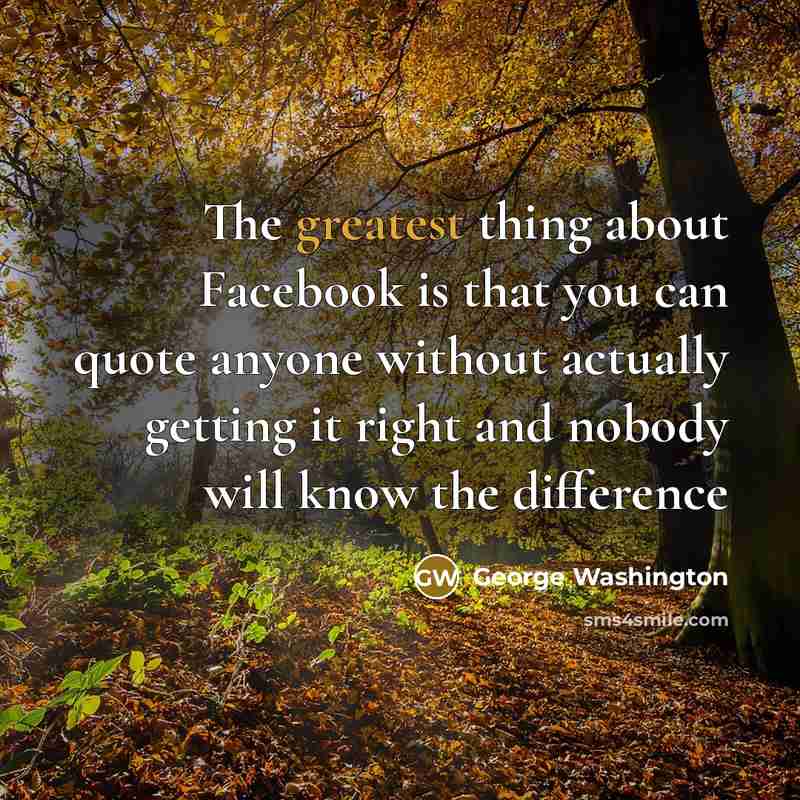 “The greatest thing about Facebook is that you can quote anyone without actually getting it right and nobody will know the difference” quote by George Washington