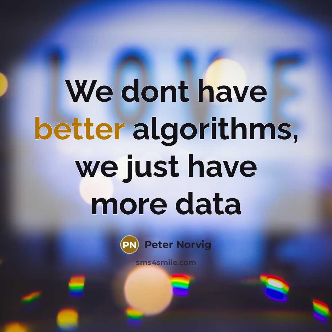 “We dont have better algorithms, we just have more data” quote by Peter Norvig