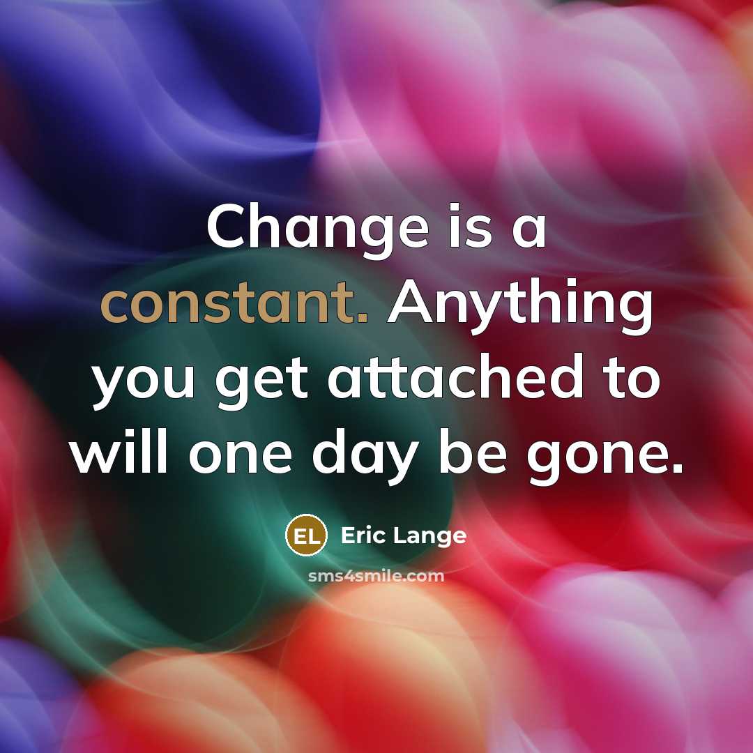 “Change is a constant. Anything you get attached to will one day be gone.” quote by Eric Lange