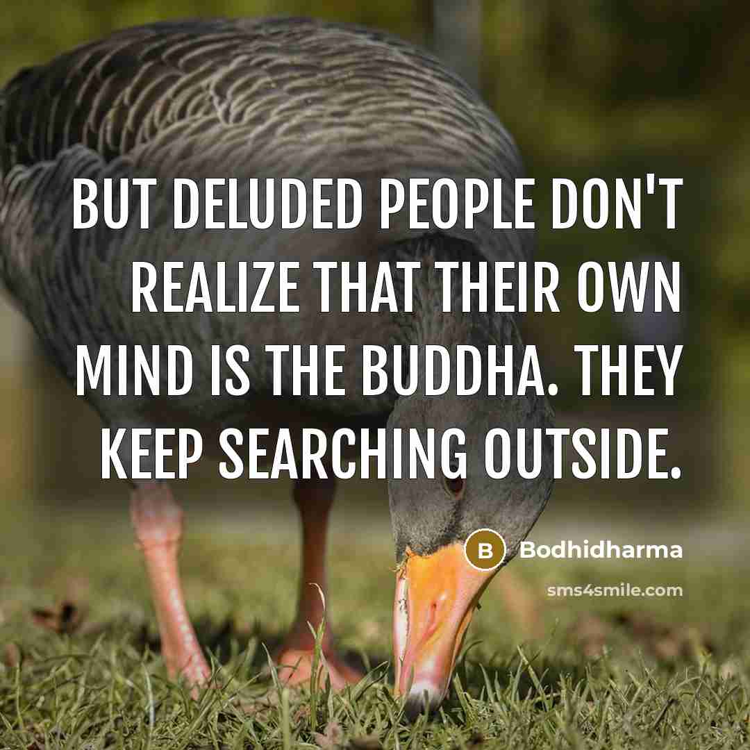 “But deluded people don't realize that their own mind is the Buddha. They keep searching outside.” quote by Bodhidharma