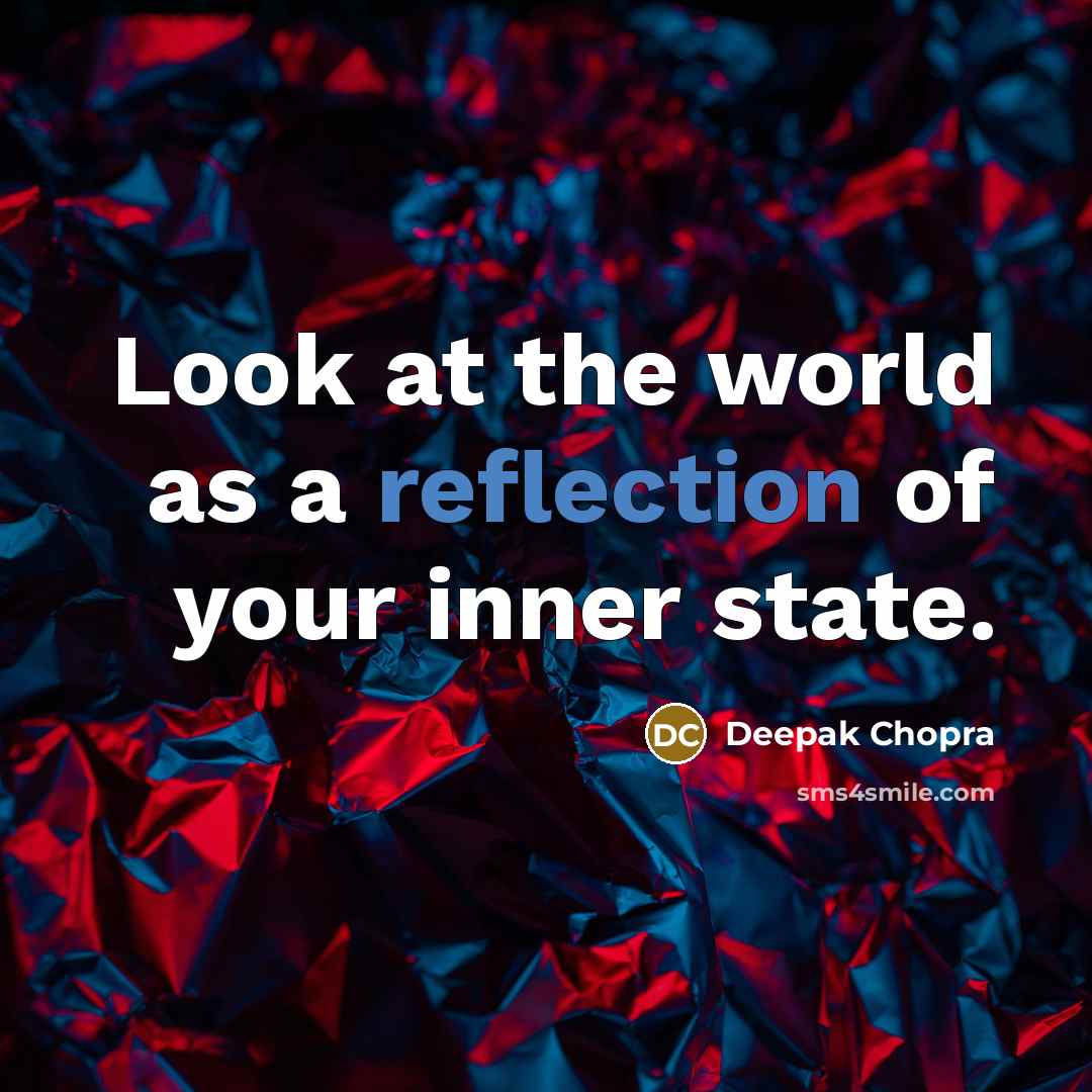 “Look at the world as a reflection of your inner state.” quote by Deepak Chopra