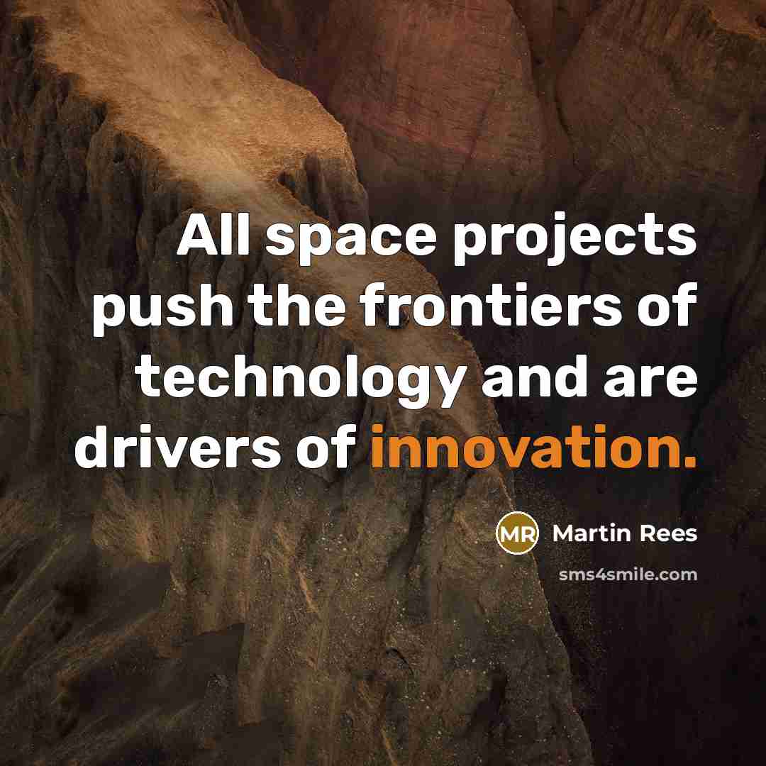 “All space projects push the frontiers of technology and are drivers of innovation.” quote by Martin Rees