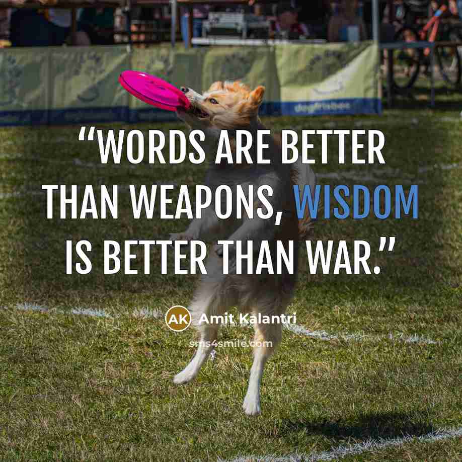 “Words are better than weapons, wisdom is better than war.” quote by Amit Kalantri