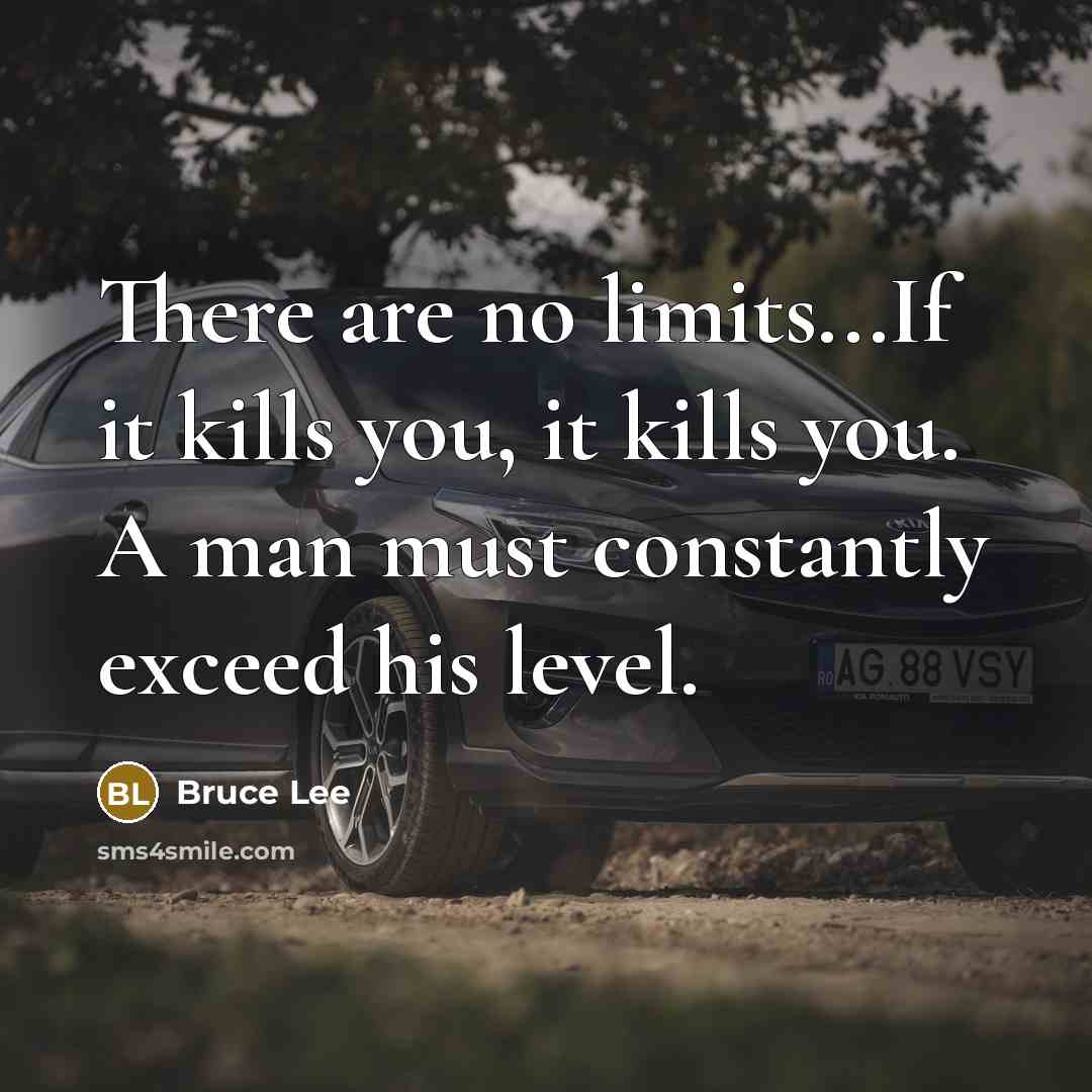 “There are no limits...If it kills you, it kills you. A man must constantly exceed his level.” quote by Bruce Lee