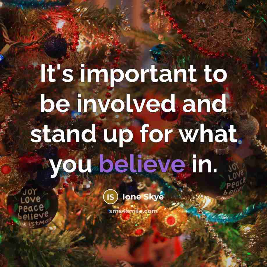 “It's important to be involved and stand up for what you believe in.” quote by Ione Skye