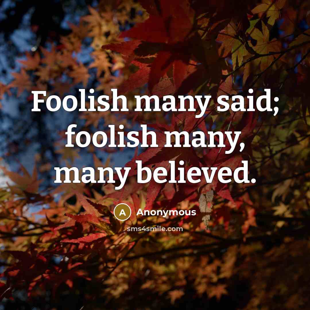 “Foolish many said; foolish many, many believed.” quote by Anonymous