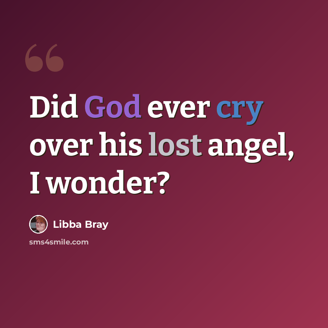 “Did God ever cry over his lost angel, I wonder?” quote by Libba Bray