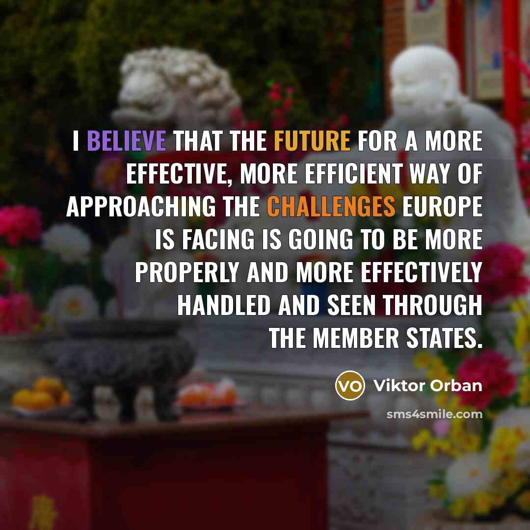 “I believe that the future for a more effective, more efficient way of approaching the challenges Europe is facing is going to be more properly and more effectively handled and seen through the member states.” quote by Viktor Orban