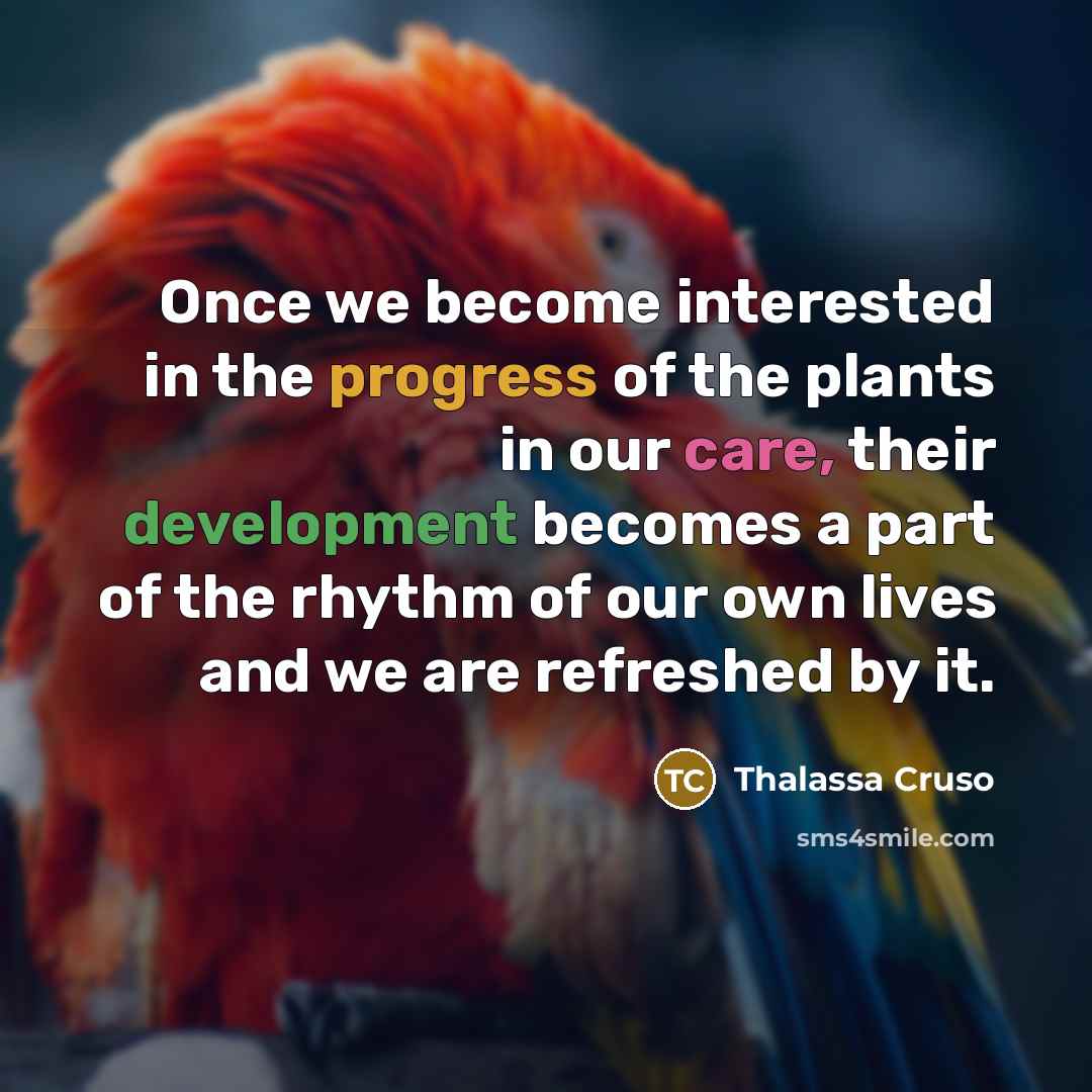 “Once we become interested in the progress of the plants in our care, their development becomes a part of the rhythm of our own lives and we are refreshed by it.” quote by Thalassa Cruso