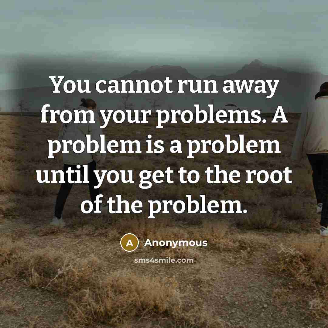 “You cannot run away from your problems. A problem is a problem until you get to the root of the problem.” quote by Anonymous