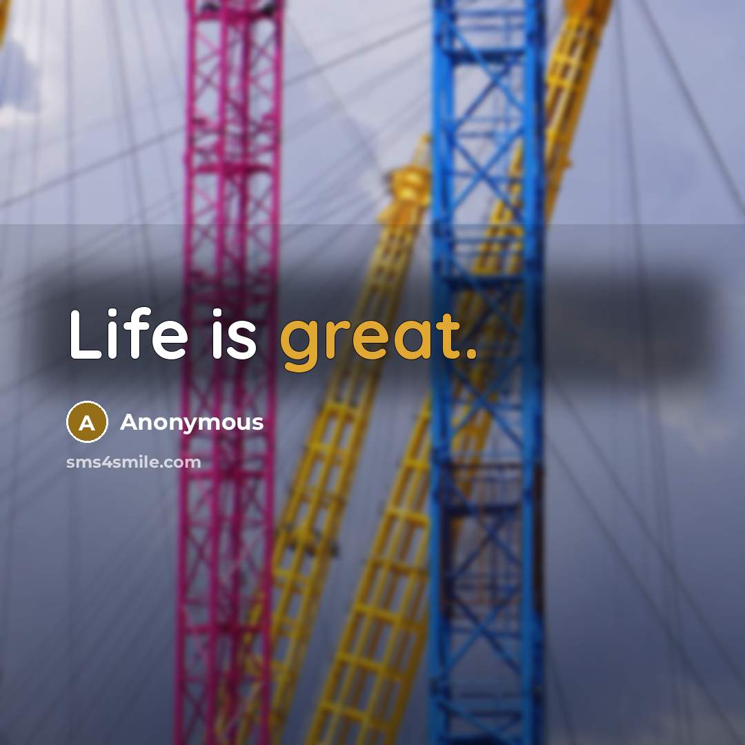 “Life is great.” quote by Anonymous