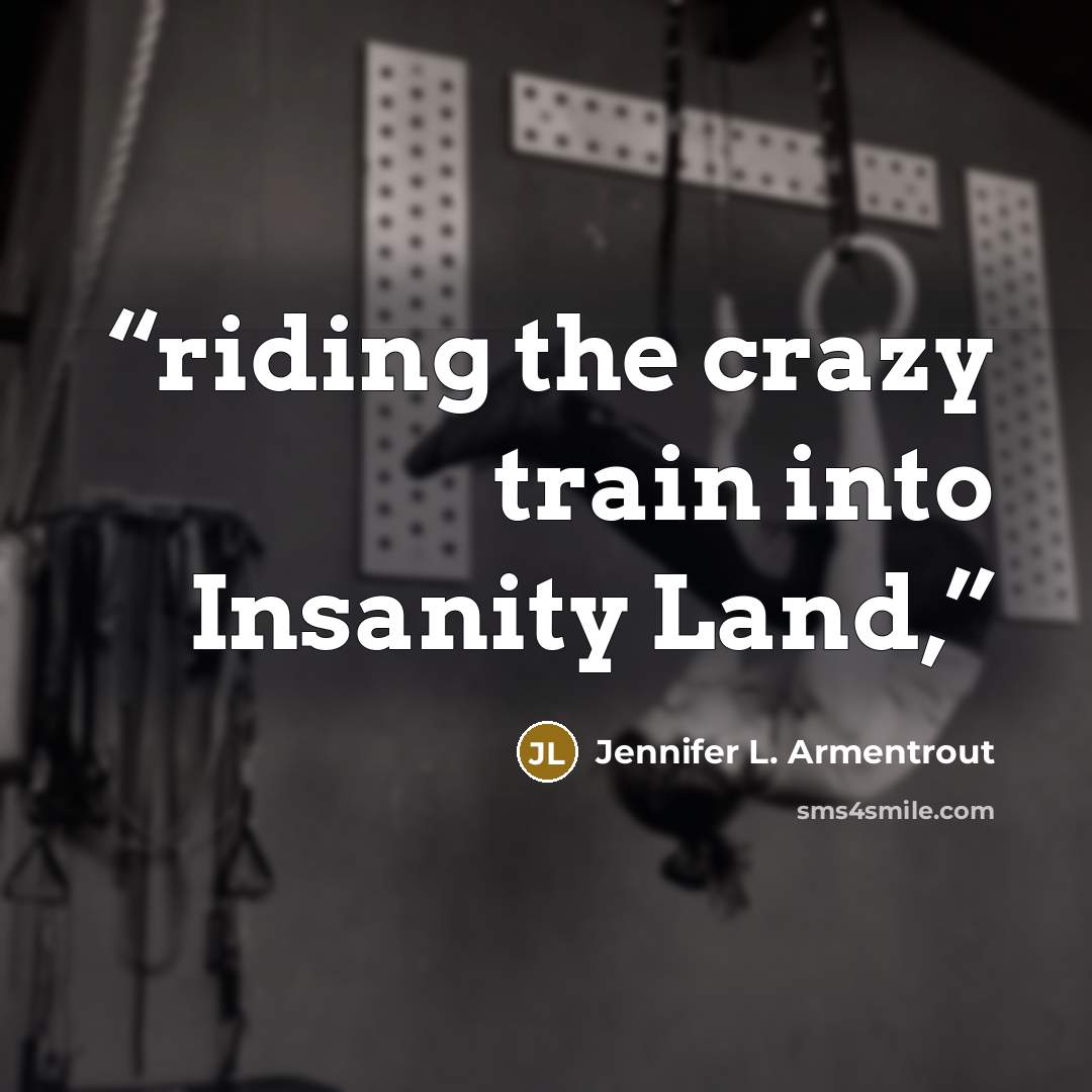 “riding the crazy train into Insanity Land,” quote by Jennifer L. Armentrout
