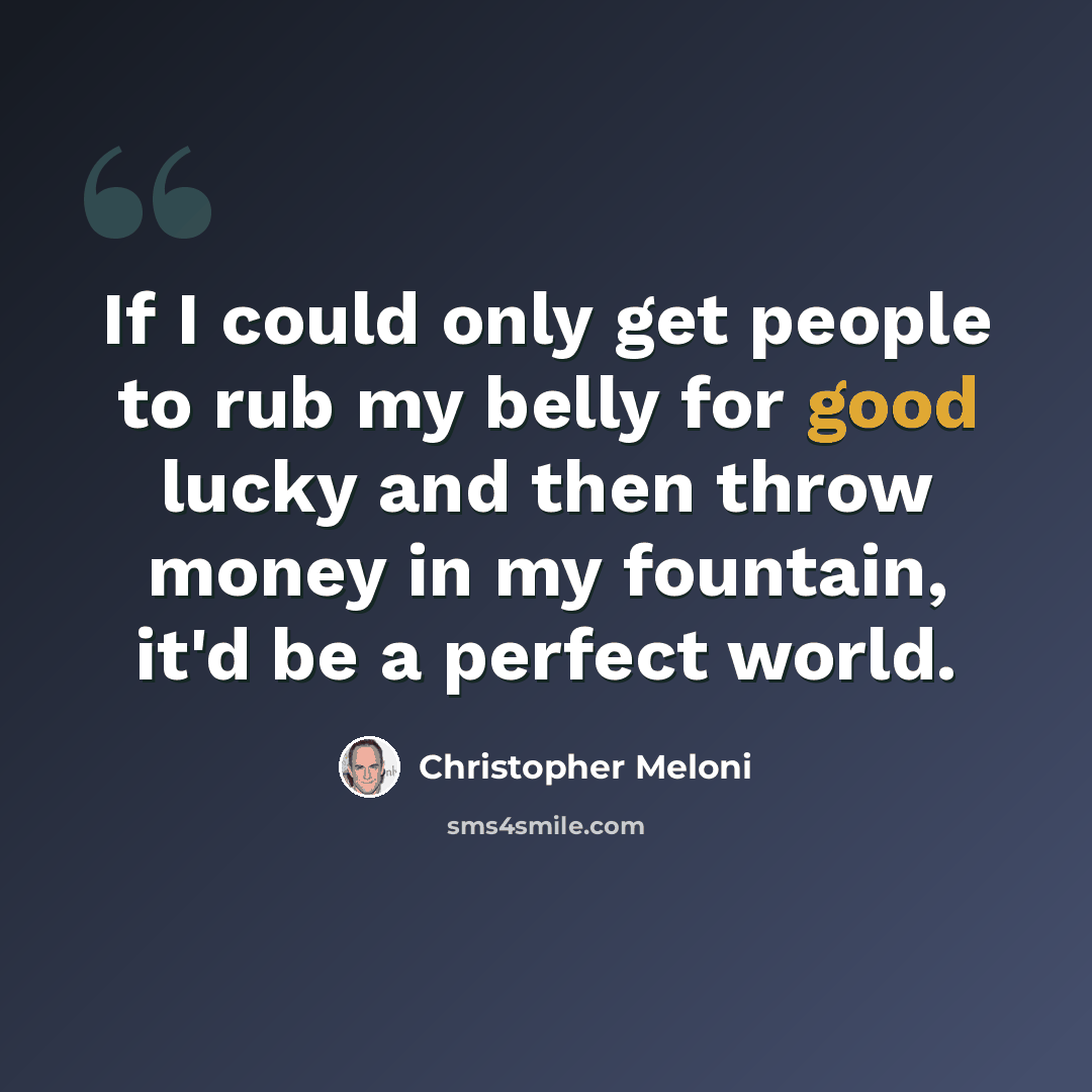 “If I could only get people to rub my belly for good lucky and then throw money in my fountain, it'd be a perfect world.” quote by Christopher Meloni