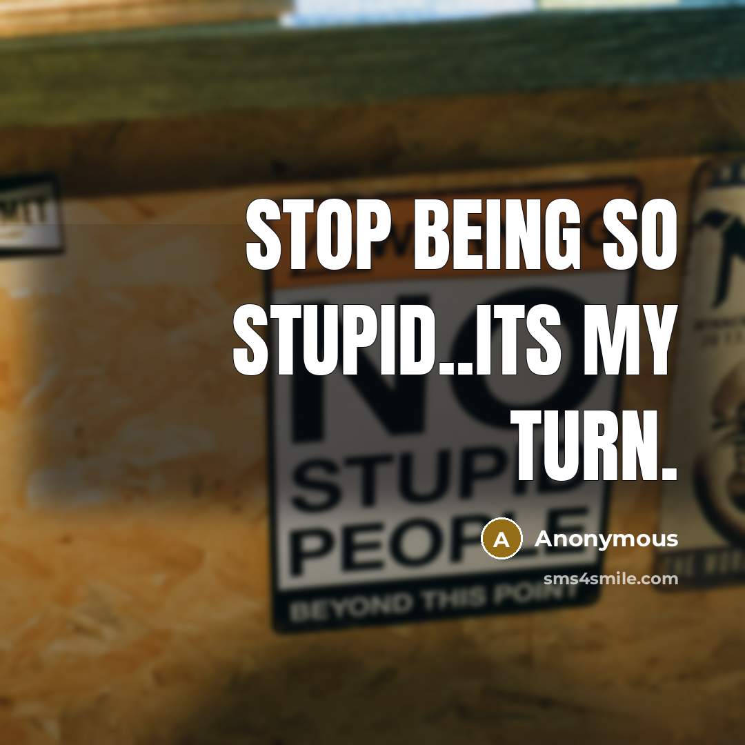 “Stop being so stupid..its my turn.” quote by Anonymous