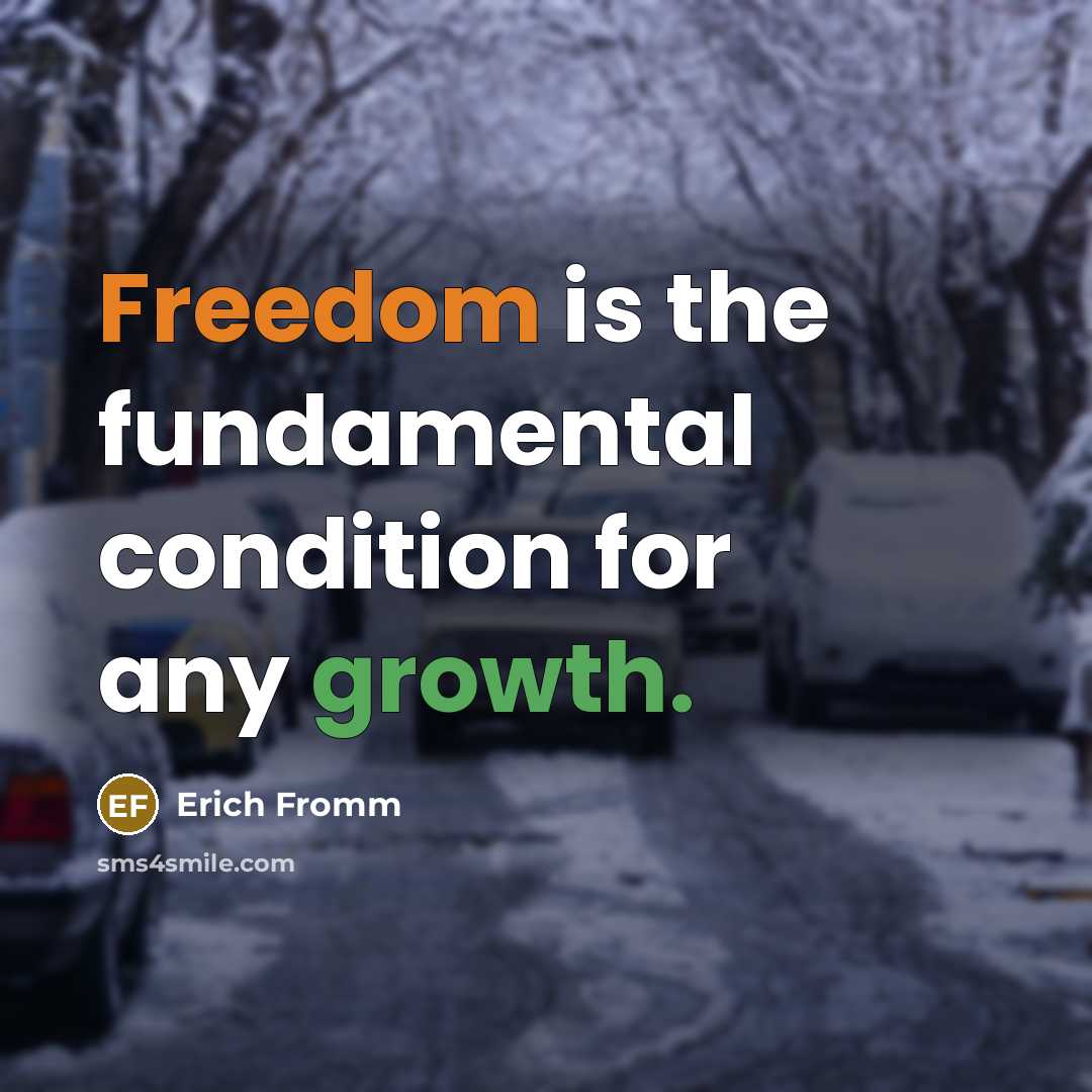 “Freedom is the fundamental condition for any growth.” quote by Erich Fromm