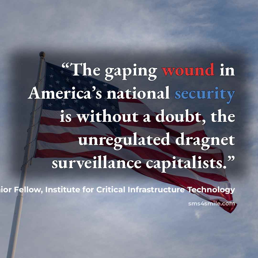 “The gaping wound in America’s national security is without a doubt, the unregulated dragnet surveillance capitalists.” quote by James Scott, Senior Fellow, Institute for Critical Infrastructure Technology