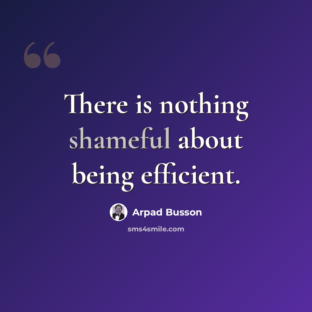 “There is nothing shameful about being efficient.” quote by Arpad Busson