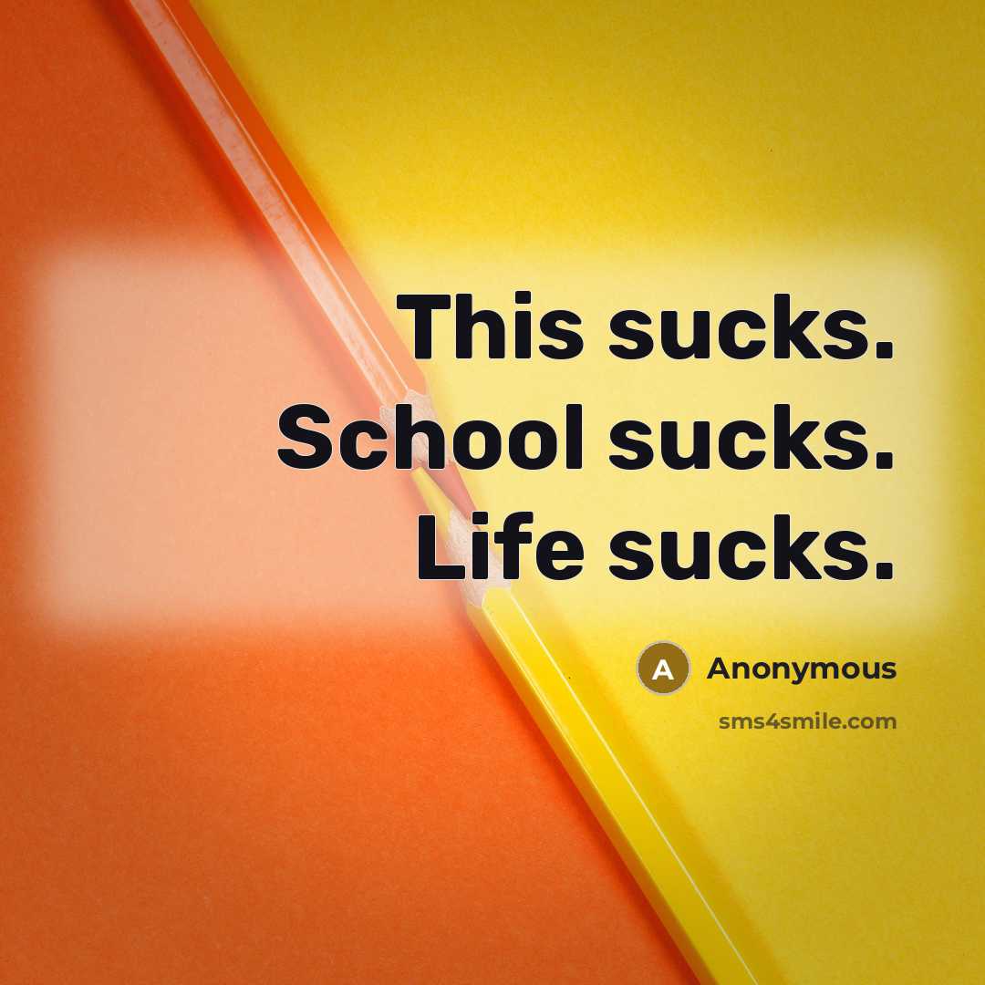 “This sucks. School sucks. Life sucks.” quote by Anonymous