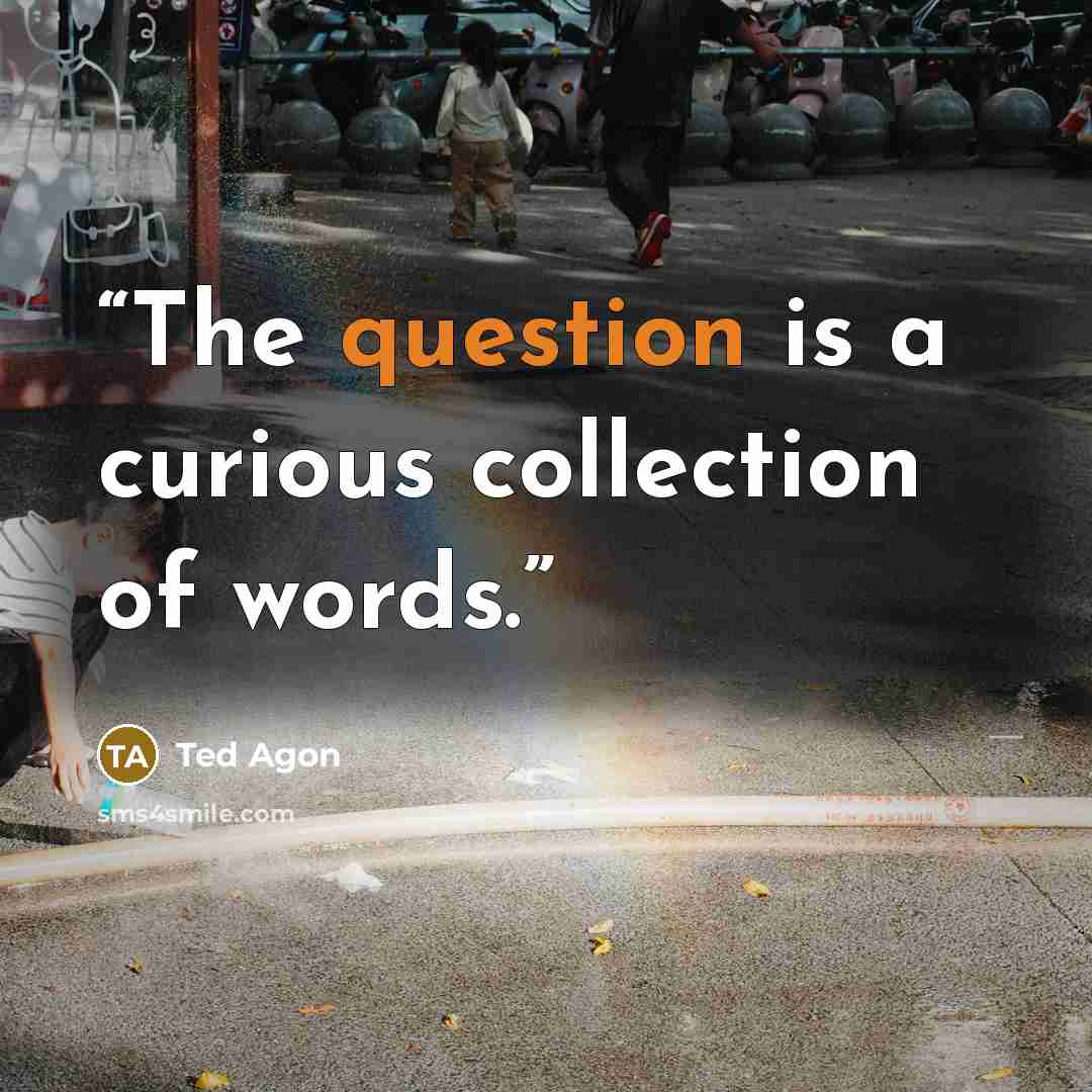 “The question is a curious collection of words.” quote by Ted Agon