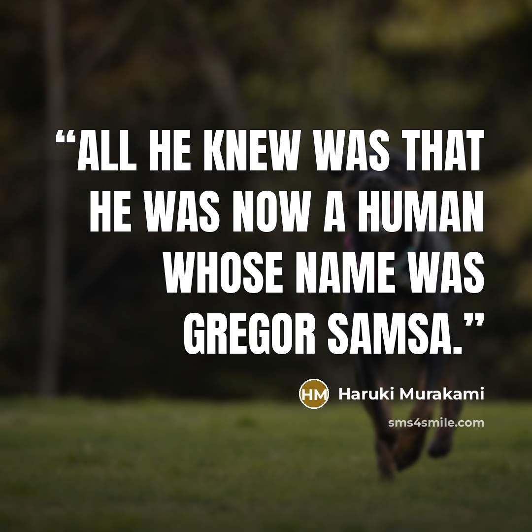 “All he knew was that he was now a human whose name was Gregor Samsa.” quote by Haruki Murakami
