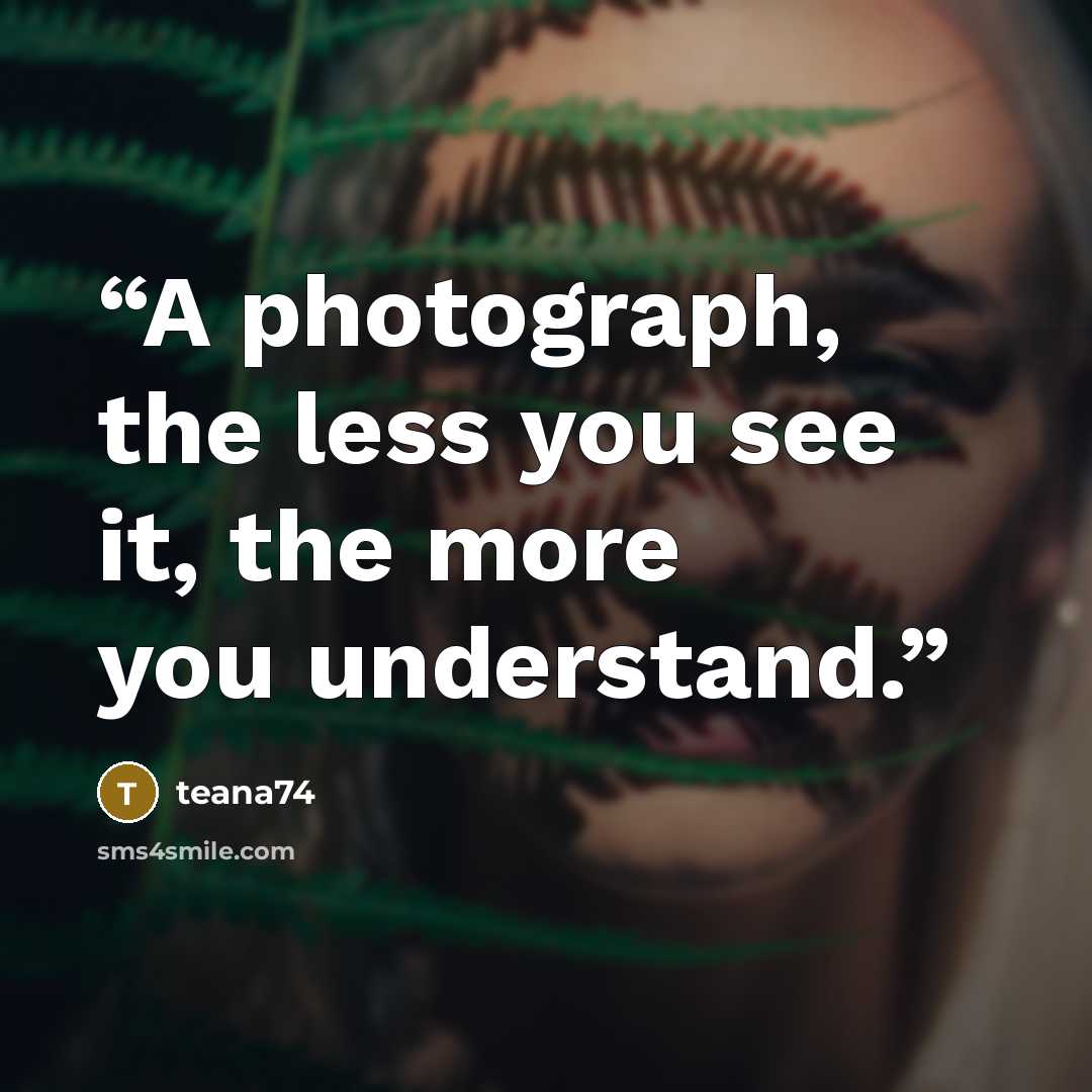 “A photograph, the less you see it, the more you understand.” quote by teana74