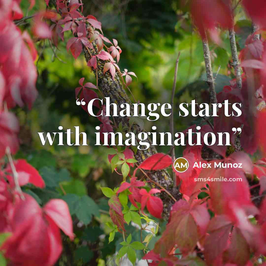 “Change starts with imagination” quote by Alex Munoz