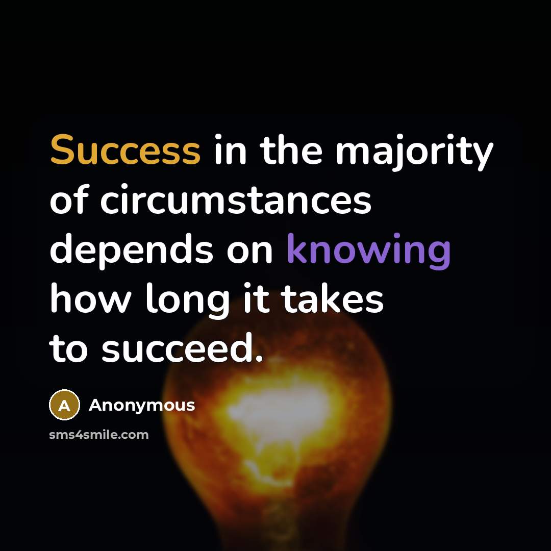 “Success in the majority of circumstances depends on knowing how long it takes to succeed.” quote by Anonymous