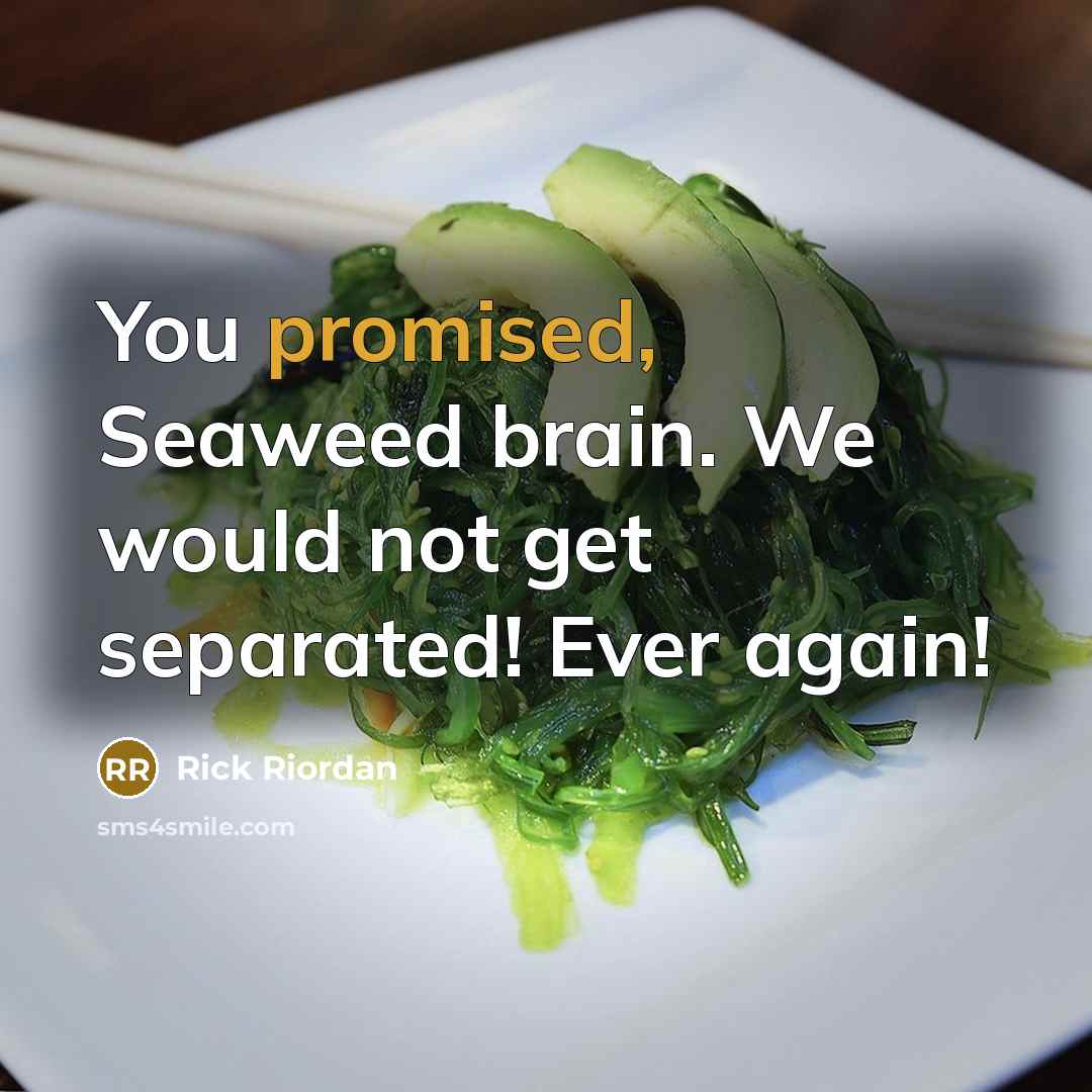 “You promised, Seaweed brain. We would not get separated! Ever again!” quote by Rick Riordan