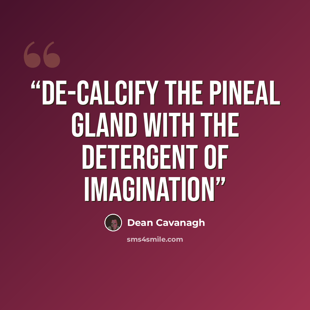 “De-calcify the pineal gland with the detergent of imagination” quote by Dean Cavanagh