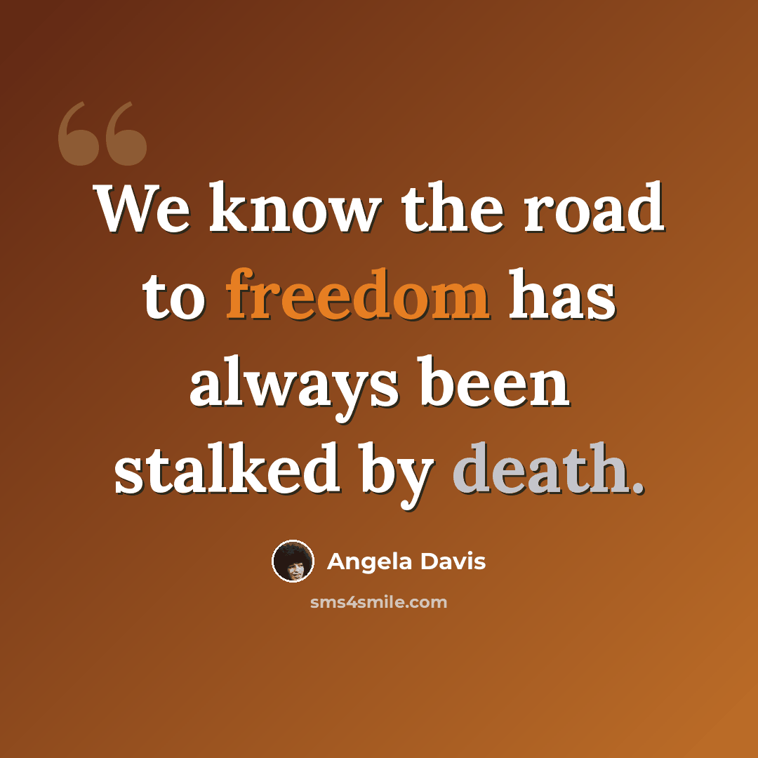 “We know the road to freedom has always been stalked by death.” quote by Angela Davis