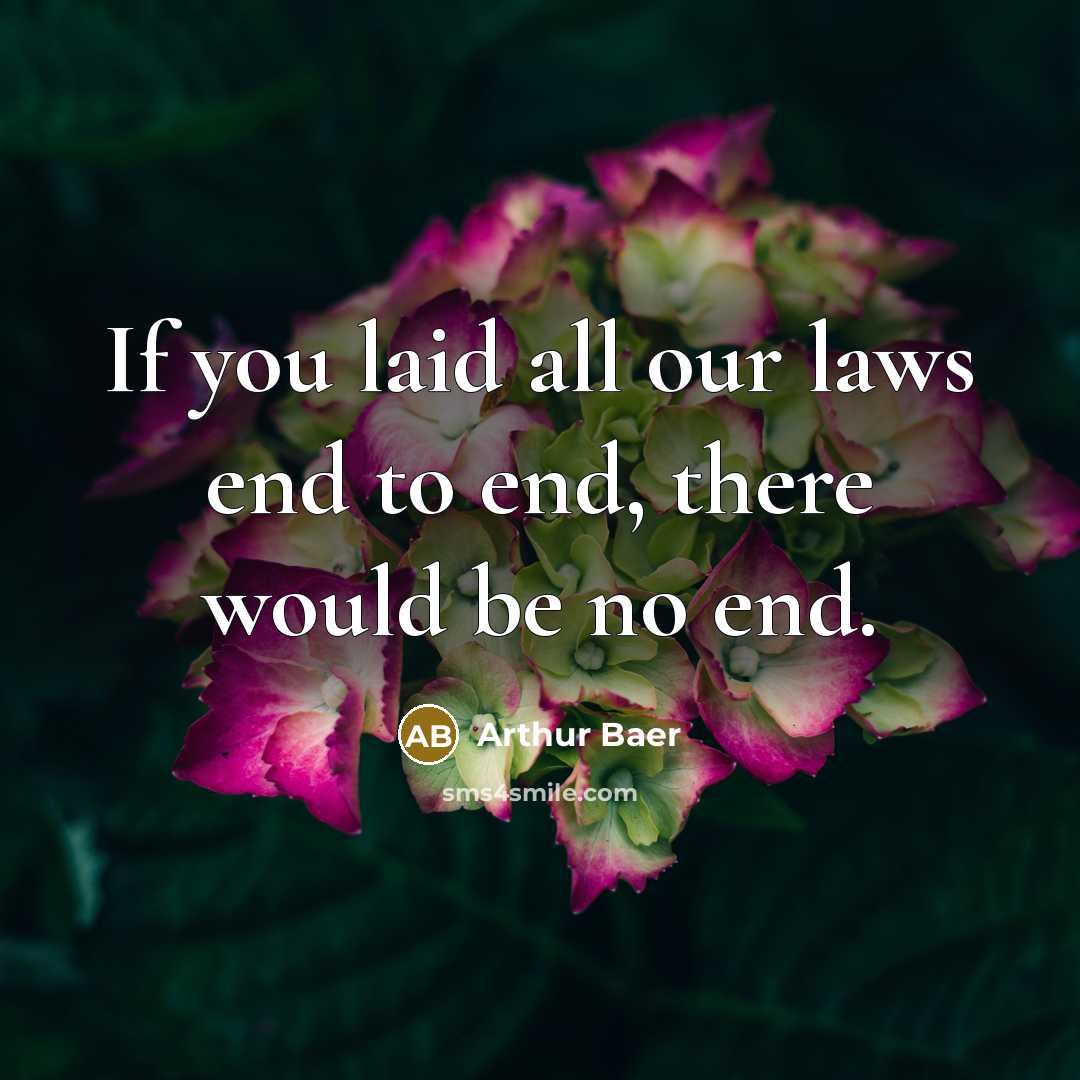 “If you laid all our laws end to end, there would be no end.” quote by Arthur Baer