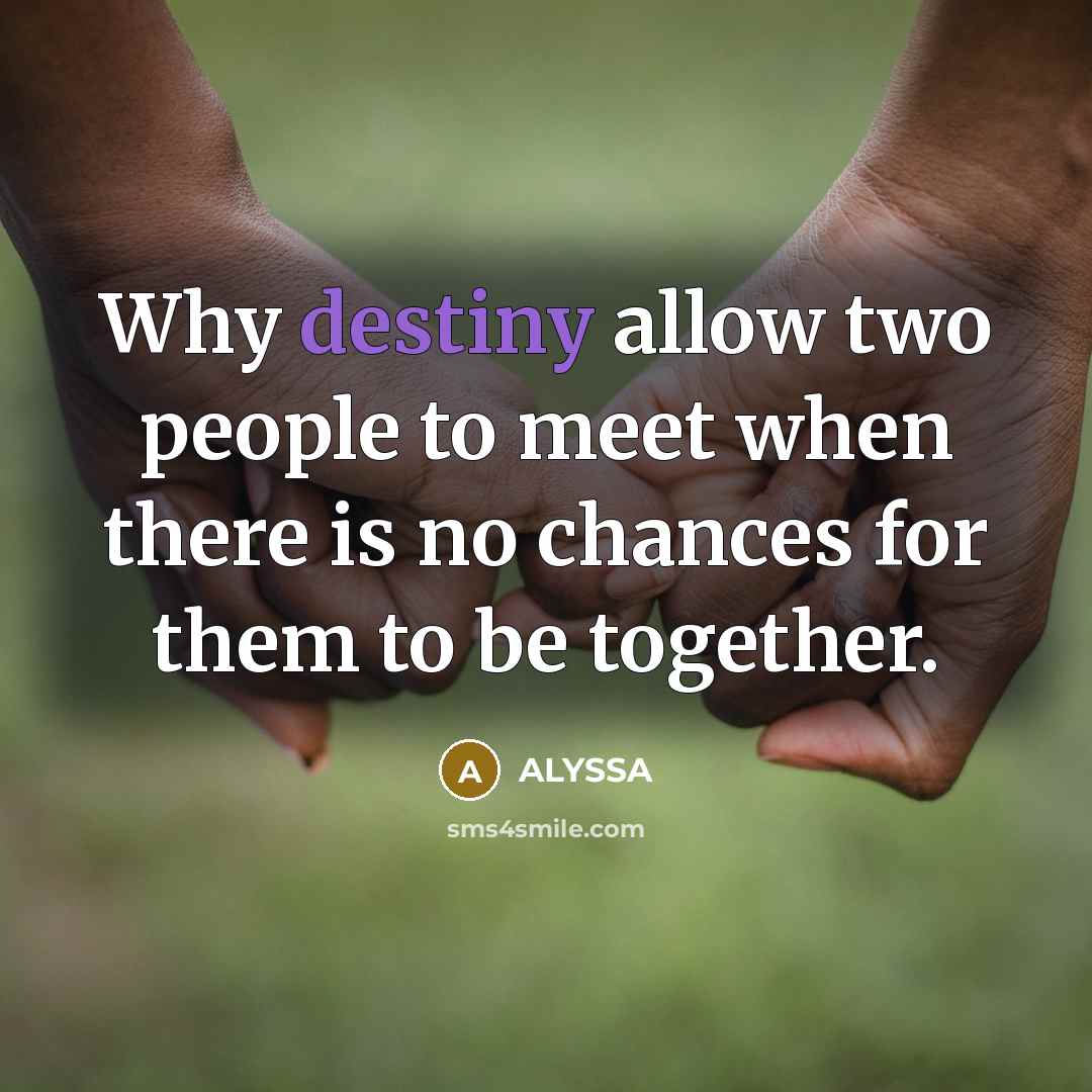 “Why destiny allow two people to meet when there is no chances for them to be together.” quote by Alyssa