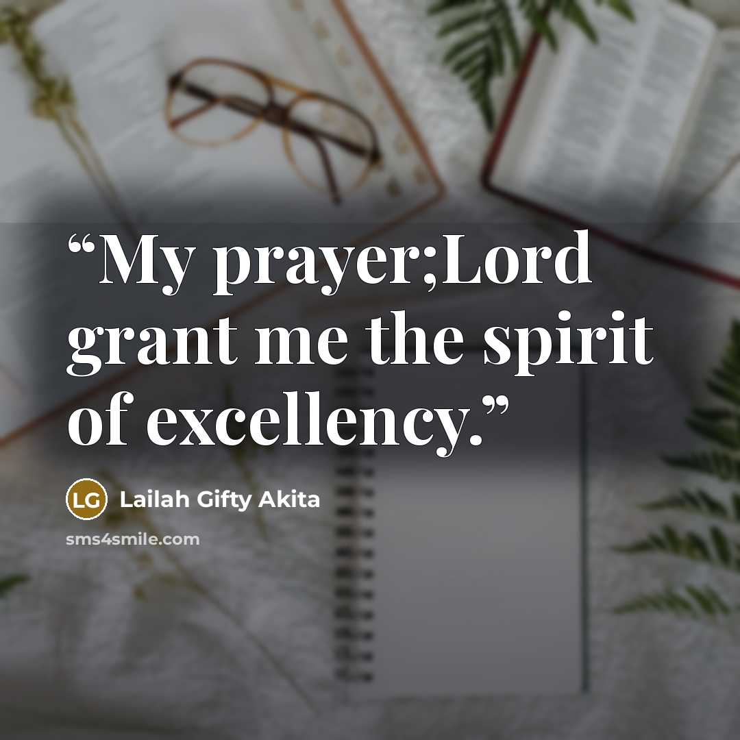 “My prayer;Lord grant me the spirit of excellency.” quote by Lailah Gifty Akita