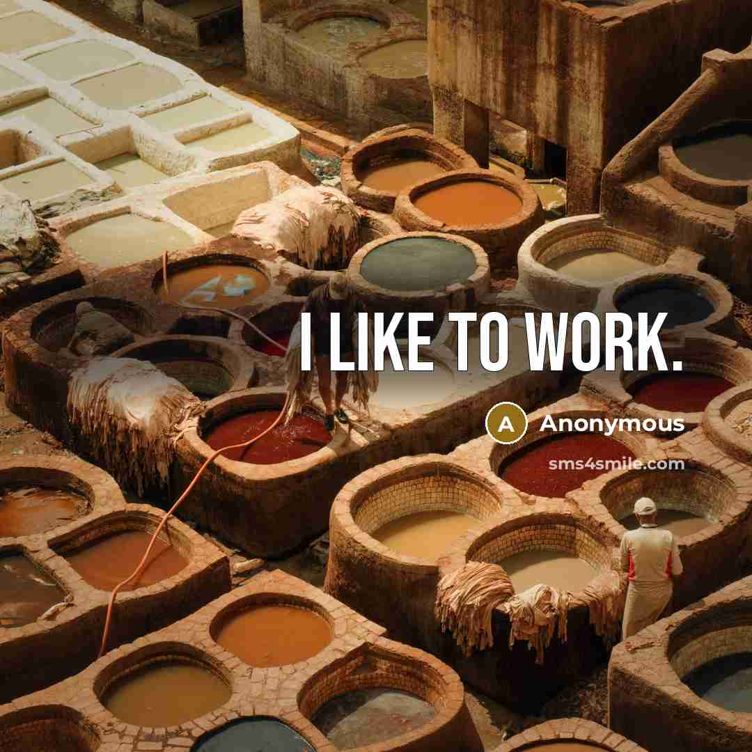 “I like to work.” quote by Anonymous