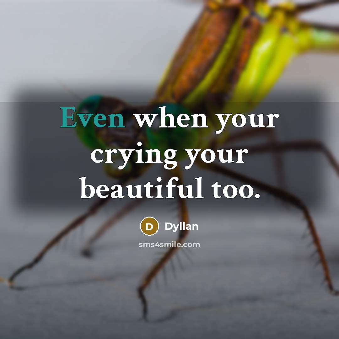 “Even when your crying your beautiful too.” quote by Dyllan