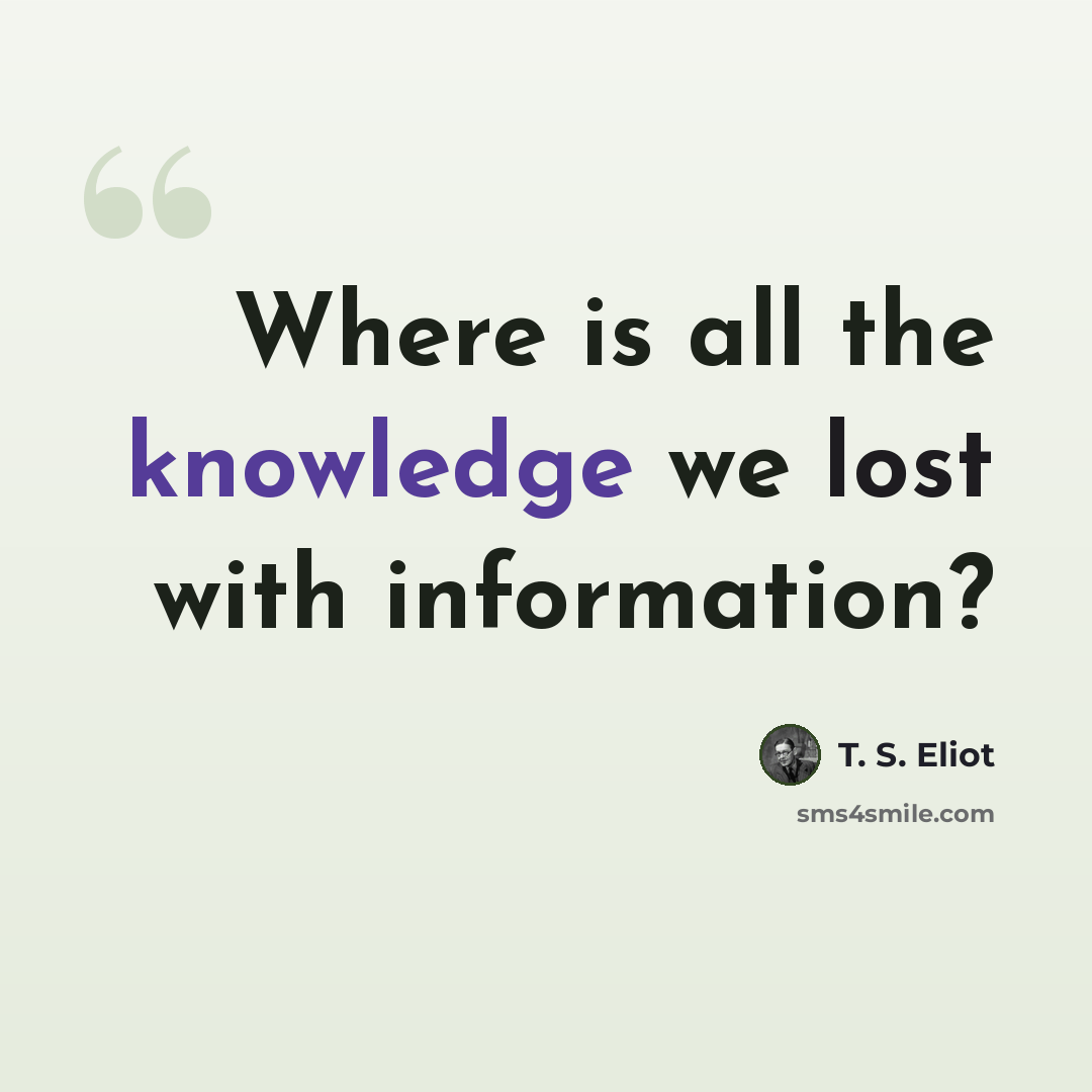 “Where is all the knowledge we lost with information?” quote by T. S. Eliot