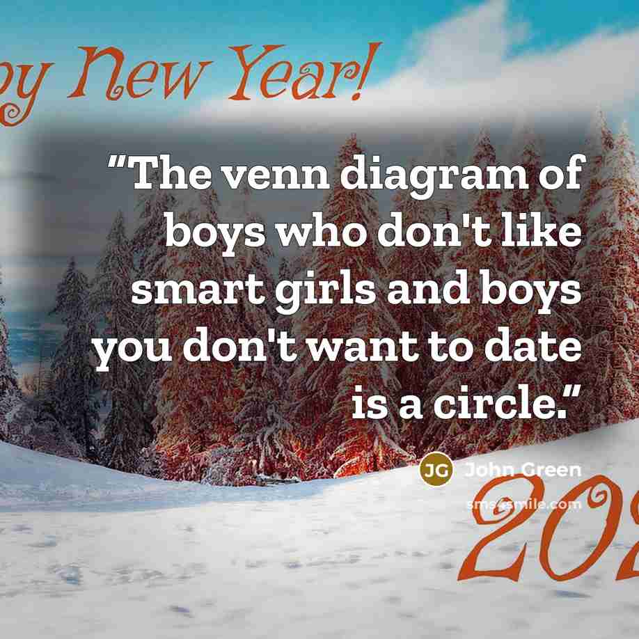 “The venn diagram of boys who don't like smart girls and boys you don't want to date is a circle.” quote by John Green