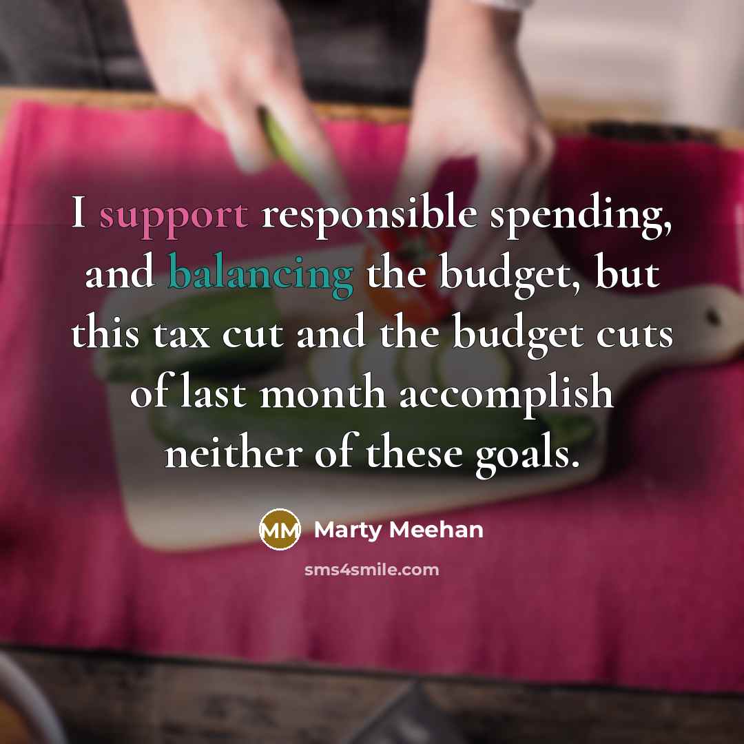 “I support responsible spending, and balancing the budget, but this tax cut and the budget cuts of last month accomplish neither of these goals.” quote by Marty Meehan