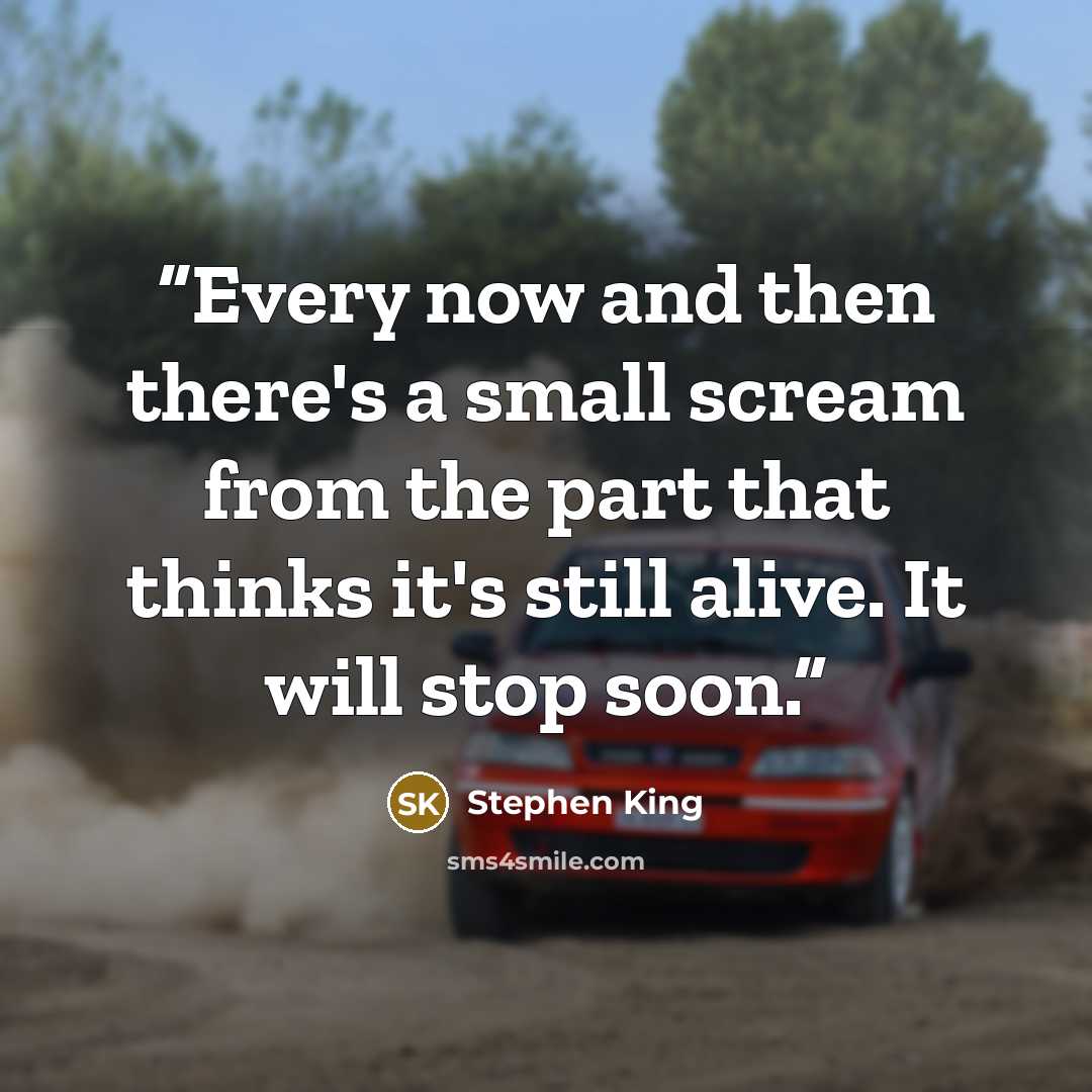“Every now and then there's a small scream from the part that thinks it's still alive. It will stop soon.” quote by Stephen King