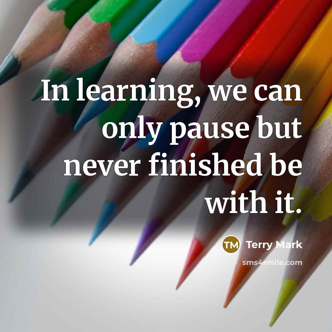 “In learning, we can only pause but never finished be with it.” quote by Terry Mark