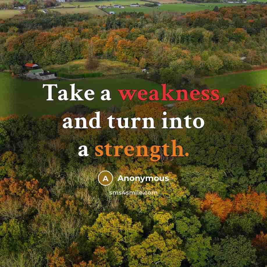 “Take a weakness, and turn into a strength.” quote by Anonymous