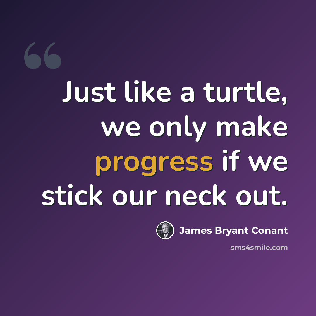 “Just like a turtle, we only make progress if we stick our neck out.” quote by James Bryant Conant