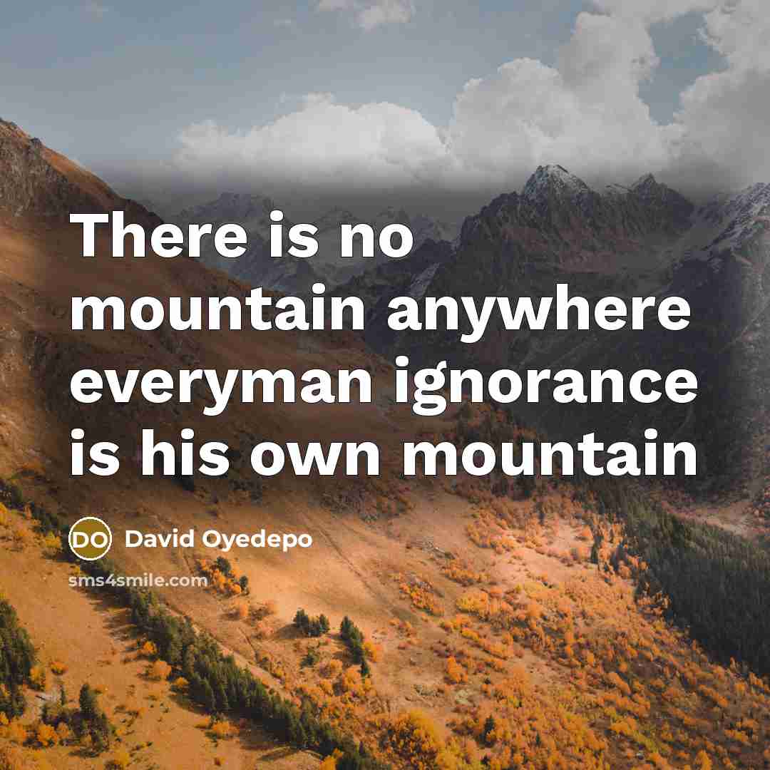 “There is no mountain anywhere everyman ignorance is his own mountain” quote by David Oyedepo
