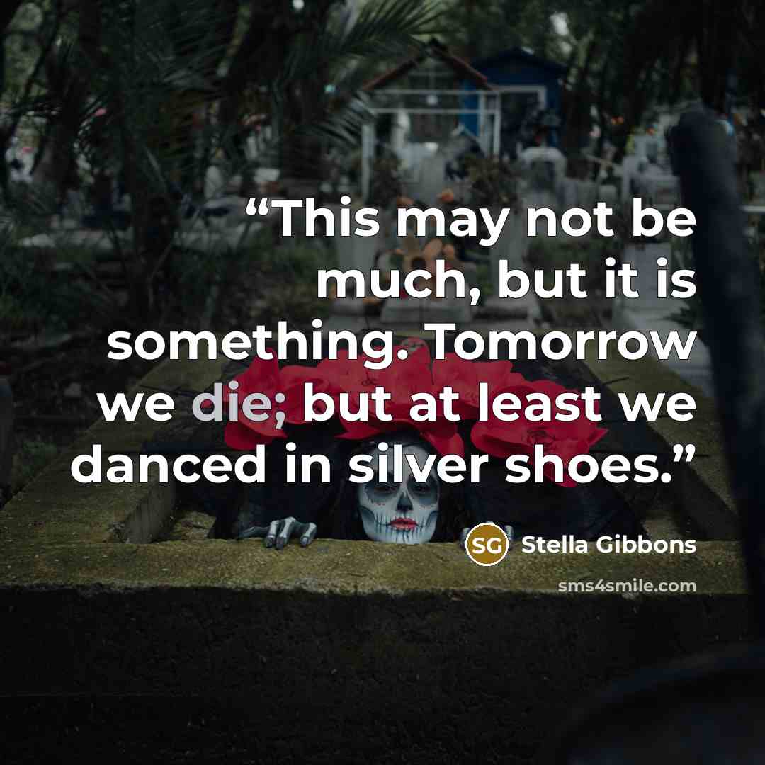 “This may not be much, but it is something. Tomorrow we die; but at least we danced in silver shoes.” quote by Stella Gibbons