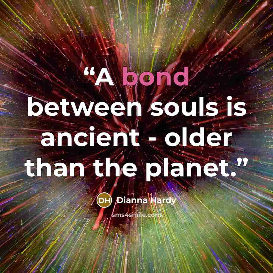 “A bond between souls is ancient - older than the planet.” quote by Dianna Hardy