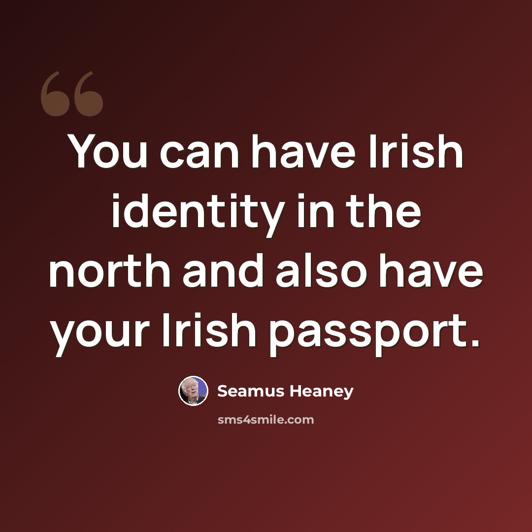 “You can have Irish identity in the north and also have your Irish passport.” quote by Seamus Heaney