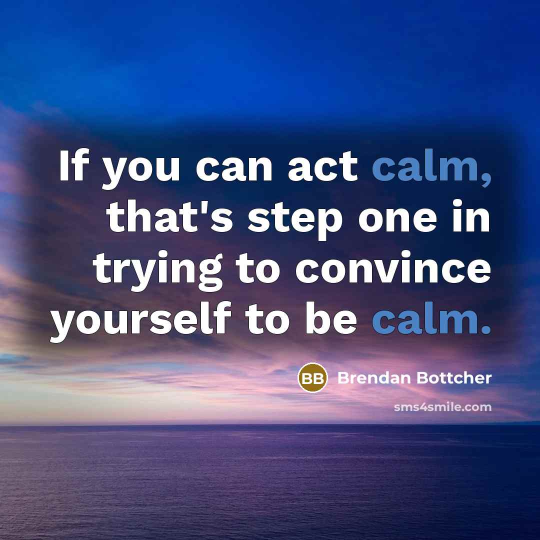 “If you can act calm, that's step one in trying to convince yourself to be calm.” quote by Brendan Bottcher