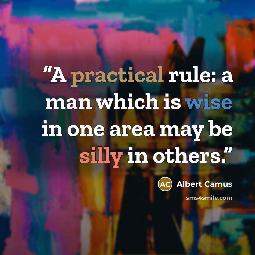 “A practical rule: a man which is wise in one area may be silly in others.” quote by Albert Camus
